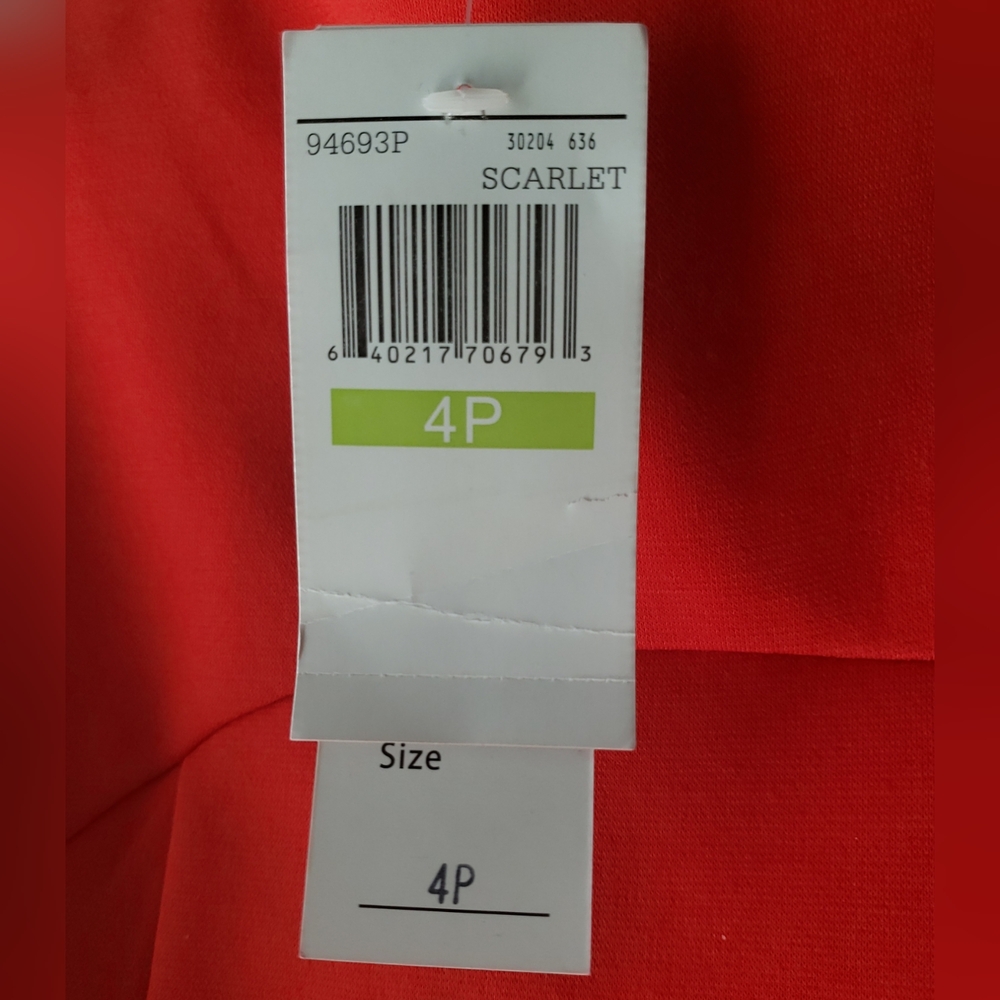 NWT Spense Scarlet Red Midi Cocktail Dress With Ribbed Details Size 4P - Picture 4 of 5